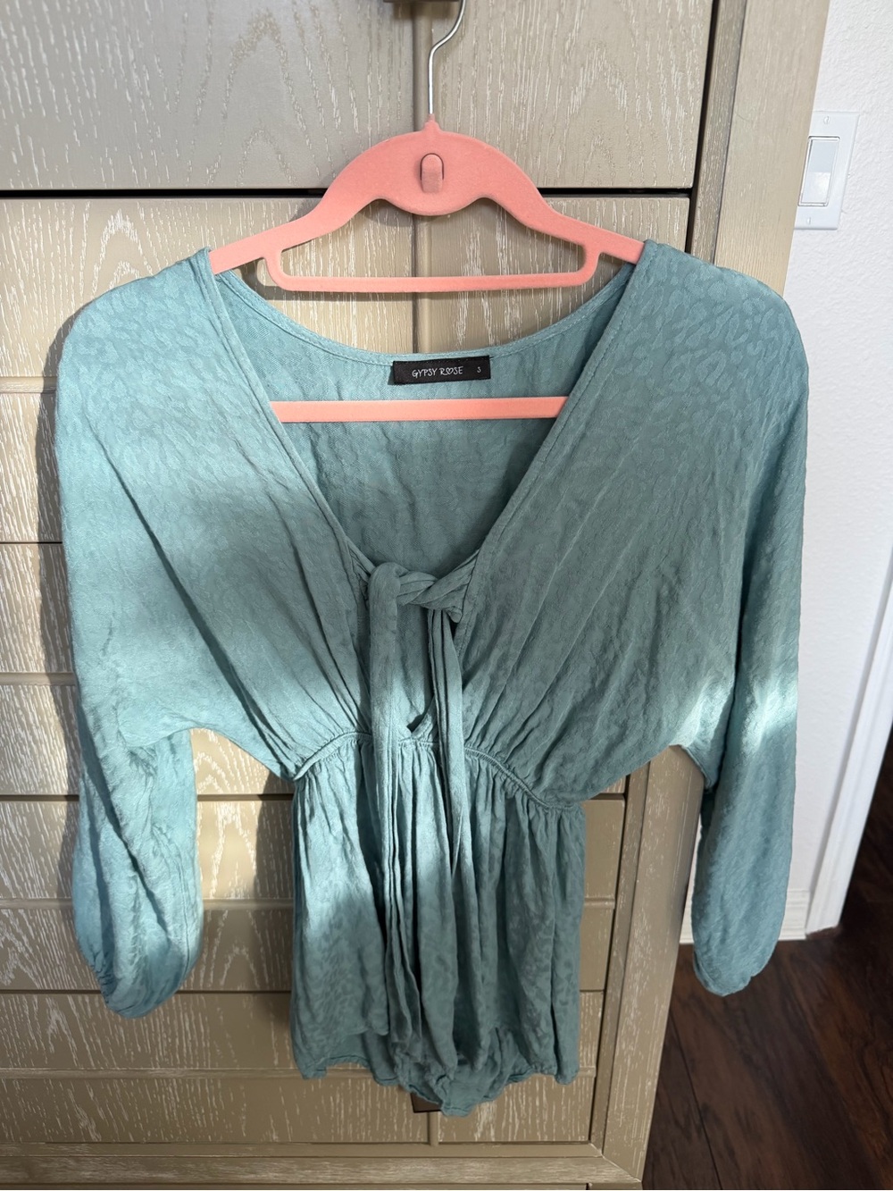 Gypsy Rose Teal Tie-Front V-Neck Jumpsuit Romper